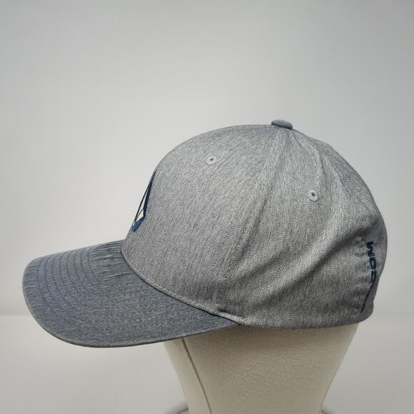 Volcom Fitted Baseball Hat Gray XL Embroidered Flexfit Vent Holes - Picture 3 of 10